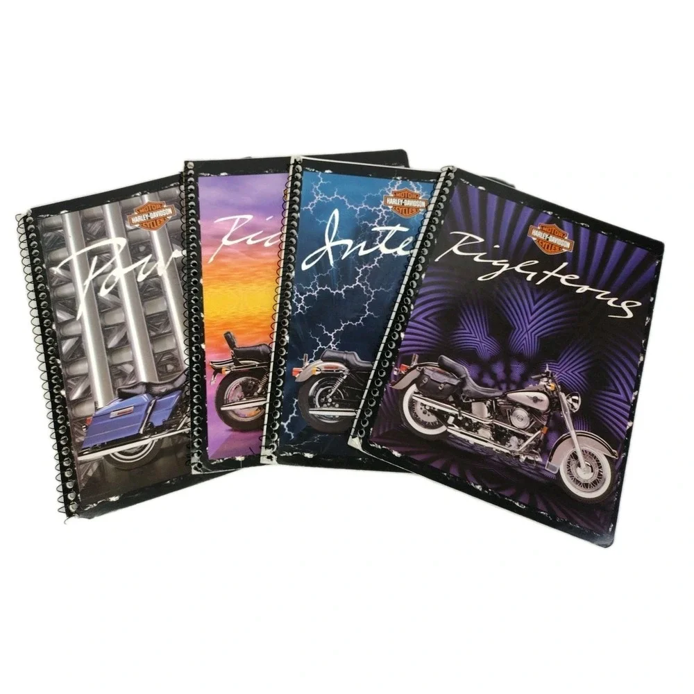 VTG 90'S Y2K Mead Portfolio HARLEY DAVIDSON NOTEBOOK Motorcycle H-D SET OF 4 USA